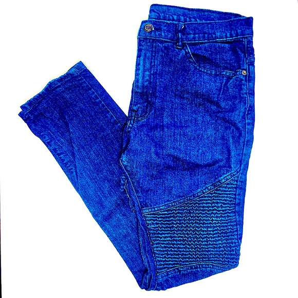 Super Skinny Dark Denim Jeans w/ ribbed knee - Picture 1 of 4